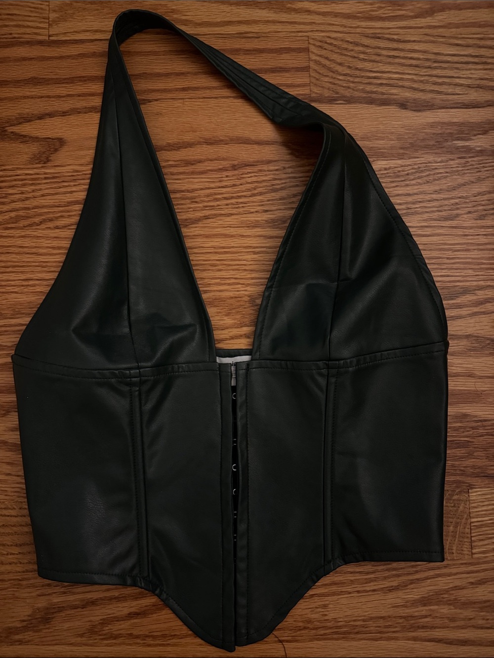 Miaou Faux Leather Halter Corset Top